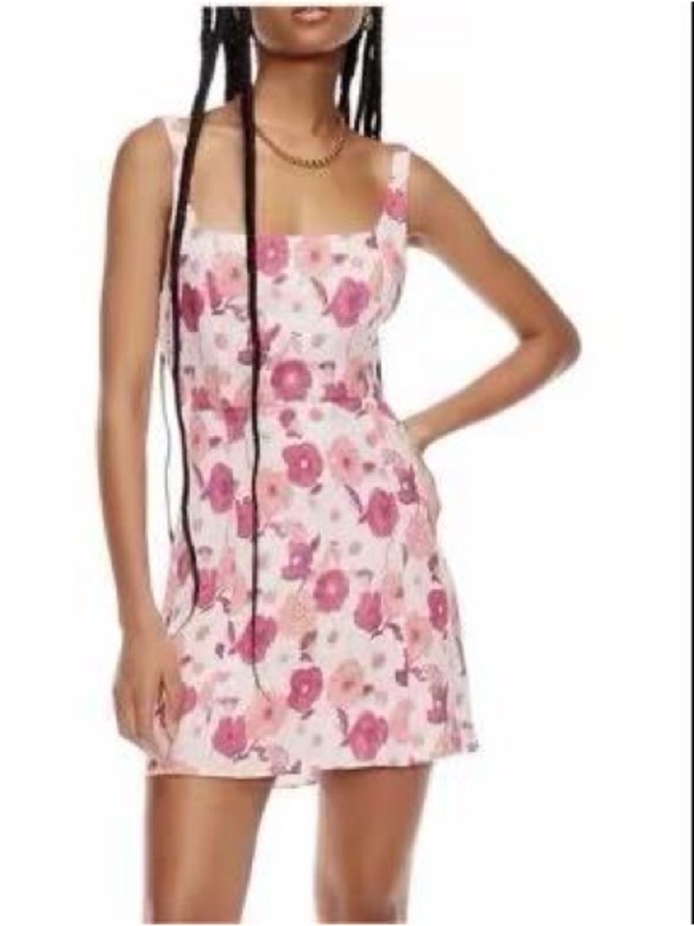 Aritzia Wilfred Delune Pink Floral Square-Neck Mini Open Back Dress Size 12